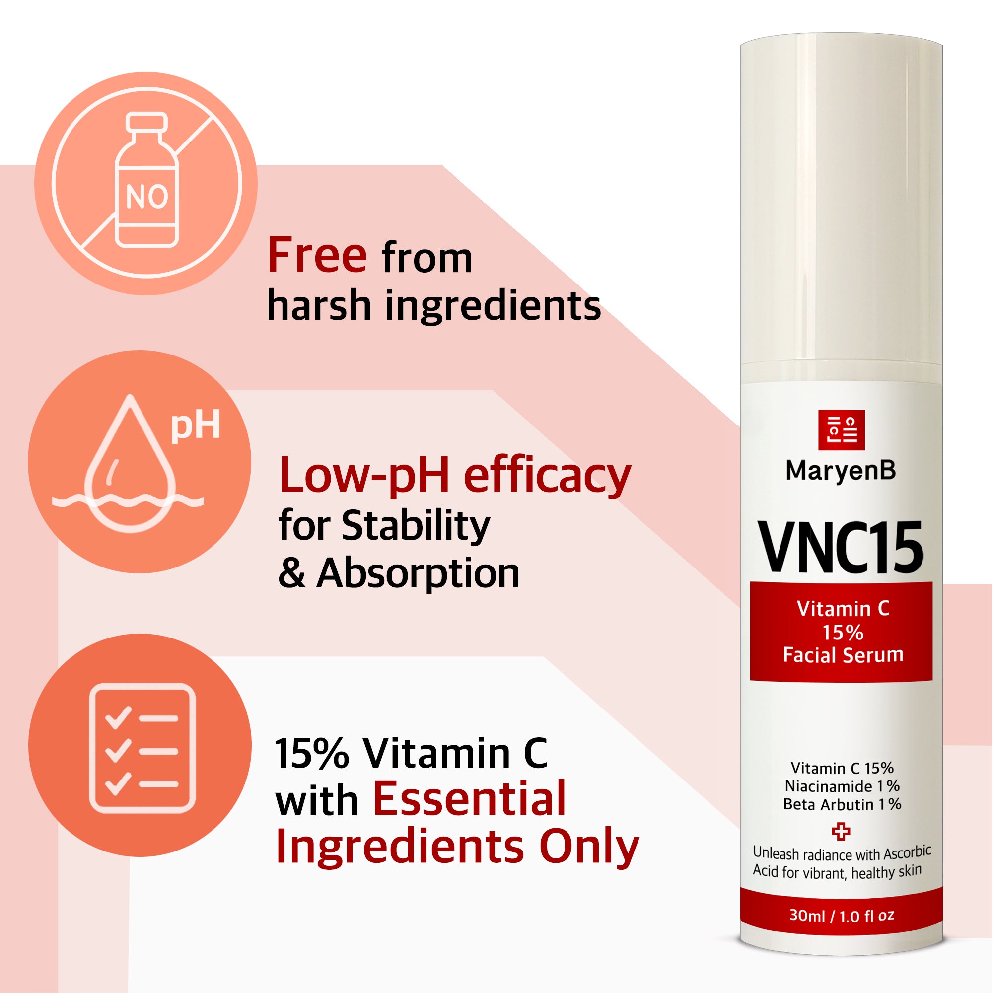 MaryenB VNC15 Vitamin C 15% Brightening Serum 1 Fl Oz - Anti-Aging